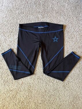 Dallas Cowboys Black Athletic Leggings with Blue Accents